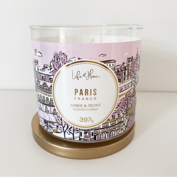 BRAND NEW Life at Home 3-Wick Candle, Paris, Amber and Peony - Picture 3 of 4